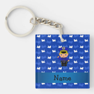 Personalisierte Namenspolizistblauzüge Schlüsselanhänger