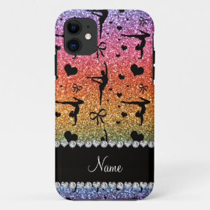 Personalisierte Namensregenbogen-Glittergymnastik Case-Mate iPhone Hülle