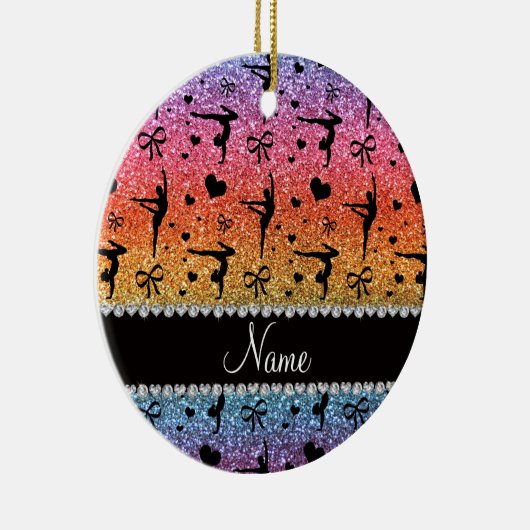 Personalisierte Namensregenbogen-Glittergymnastik Keramik Ornament (Rechts)