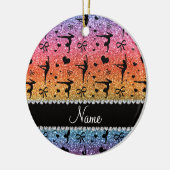 Personalisierte Namensregenbogen-Glittergymnastik Keramik Ornament (Links)