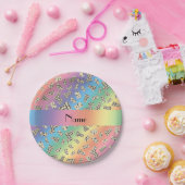 Personalisierte Namensregenbogendominos Pappteller (Party)