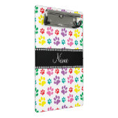 Personalisierte Namensregenbogentatzen Mini Klemmbrett (Schrägansicht)