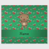 Personalisierte Namensrengrün-Zuckerstangebögen Geschenkpapier (Flach)