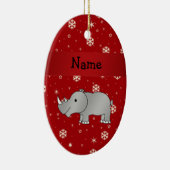 Personalisierte Namensrhinorotschneeflocken Keramikornament (Rechts)