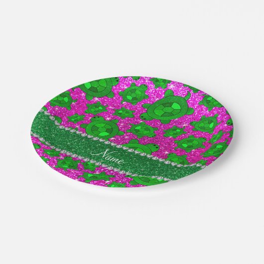 Personalisierte Namensrosa Pappteller (Schrägansicht)