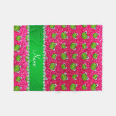 Personalisierte NamensRosenrosa-Glitterfrösche Fleecedecke (Vorderseite (Horizontal))