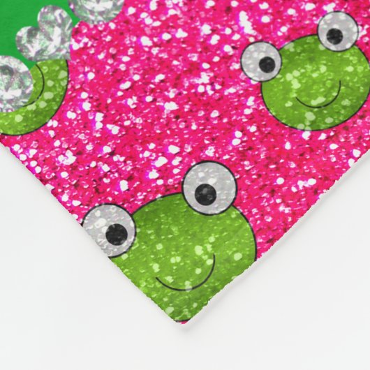 Personalisierte NamensRosenrosa-Glitterfrösche Fleecedecke (Ecke)