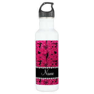 Personalisierte NamensRosenrosa-Glittergymnastik Edelstahlflasche