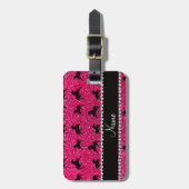 Personalisierte NamensRosenrosa-Glitterpferde Gepäckanhänger (Vorderseite vertikal)