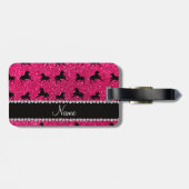 Personalisierte NamensRosenrosa-Glitterpferde Gepäckanhänger (Rückseite horizontal)