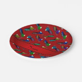 Personalisierte Namensrot Snowmobiles Pappteller (Schrägansicht)