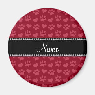 Personalisierte Namensrote Herzen burgunders und Magnet