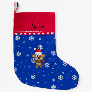Personalisierte Namenssankt-Affeblauschneeflocken Kleiner Weihnachtsstrumpf