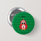 Personalisierte Namenssankt-Eulengrünsparren Button (Vorne & Hinten)