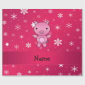 Personalisierte Namensschweinrosaschneeflocken Geschenkpapier (Flach)