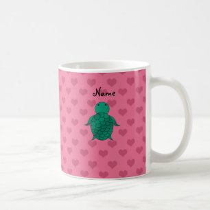 Personalisierte Namensseeschildkröte-Rosaherzen Kaffeetasse