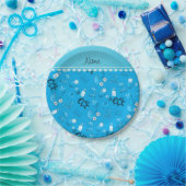 Personalisierte Namenstiere des blauen Babys des Pappteller (Party)