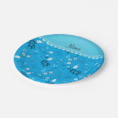 Personalisierte Namenstiere des blauen Babys des Pappteller (Schrägansicht)