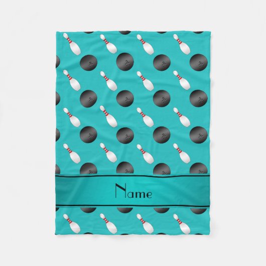 Personalisierte Namenstürkis-Bowlings-Ball-Buttone Fleecedecke (Vorderseite)