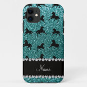 Personalisierte Namenstürkis-Glitterpferde Case-Mate iPhone Hülle (Rückseite)