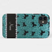 Personalisierte Namenstürkis-Glitterpferde Case-Mate iPhone Hülle (Rückseite (Horizontal))