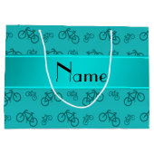 Personalisierte Namenstürkisfahrräder Große Geschenktüte (Rückseite)