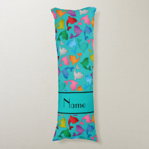 Personalisierte Namenstürkisregenbogendelphine Seitenschläferkissen