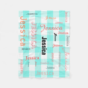 Personalisierte Namenstypographie-aquamarines Fleecedecke