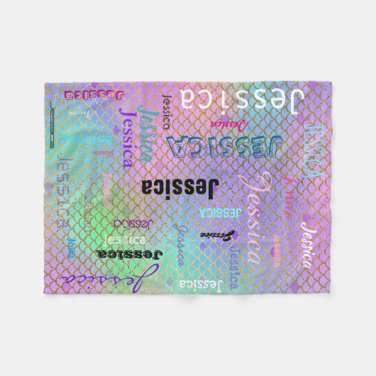 Personalisierte Namenstypographie-helle Fleecedecke (Vorderseite (Horizontal))