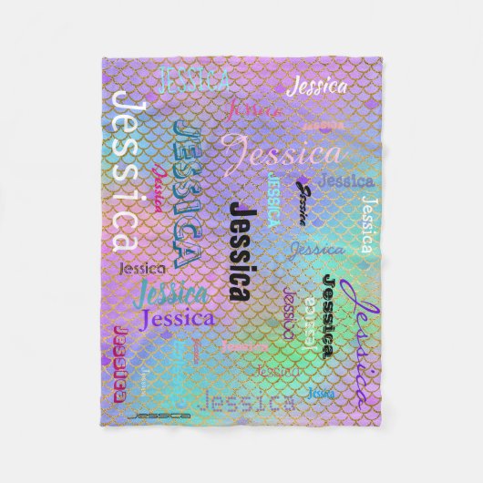 Personalisierte Namenstypographie-helle Fleecedecke (Vorderseite)