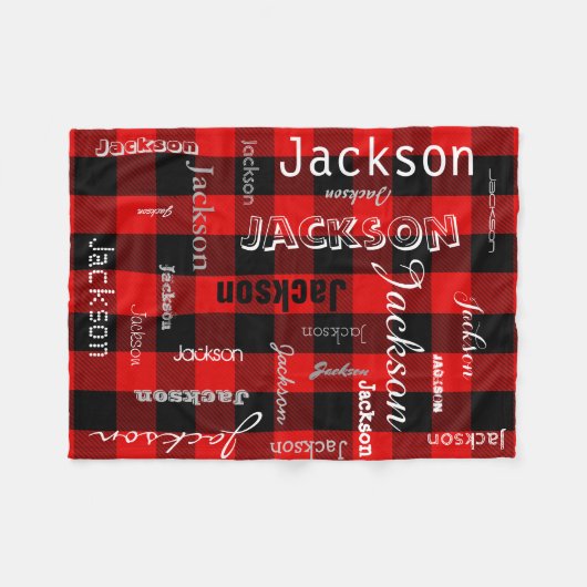 Personalisierte Namenstypographie-roter Büffel Fleecedecke (Vorderseite (Horizontal))