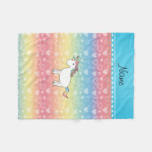 Personalisierte Namensunicornregenbogenherzen Fleecedecke (Vorderseite (Horizontal))