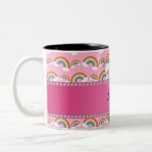 Personalisierte Namensunicornrosaregenbogen Zweifarbige Tasse (Links)