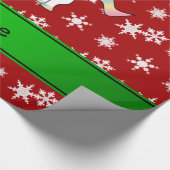 Personalisierte Namensunicornrotschneeflocken Geschenkpapier (Ecke)