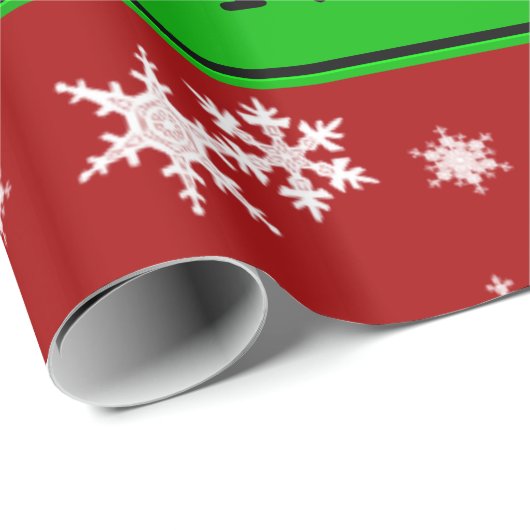 Personalisierte Namensunicornrotschneeflocken Geschenkpapier (Rolleneckpunkt)