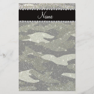 Personalisierte Namenswaldgrün-Glittertarnung Briefpapier
