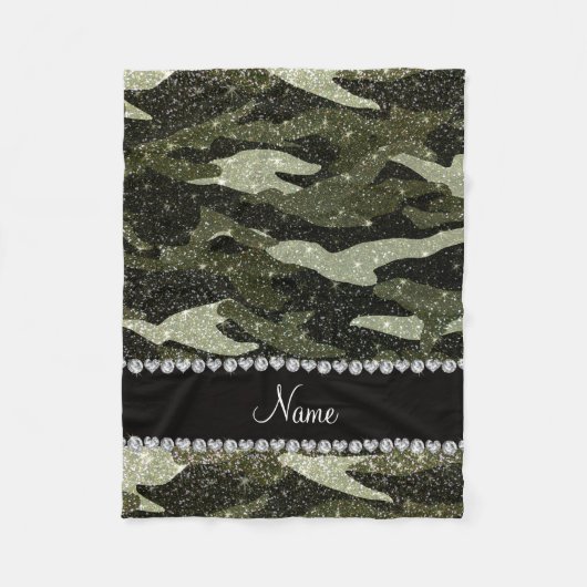 Personalisierte Namenswaldgrün-Glittertarnung Fleecedecke (Vorderseite)