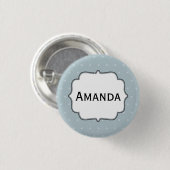 Personalisierte Nametag Pale Blue White Polka Dots Button (Vorne & Hinten)