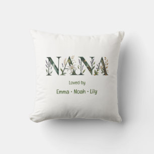Personalisierte Nana-Kindernamen Blumenschriftzug Kissen
