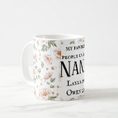 personalisierte Nana-Tasse mit den Namen mit Kaffeetasse (Vorderseite Links)