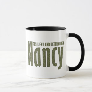 Personalisierte "Nancy" in der dunklen Armeegründe Tasse