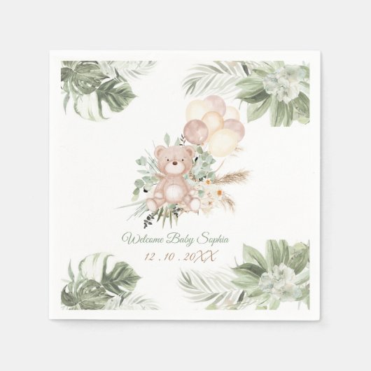Personalisierte Napkins Bears Baby Dusche Ideen Serviette (Vorderseite)