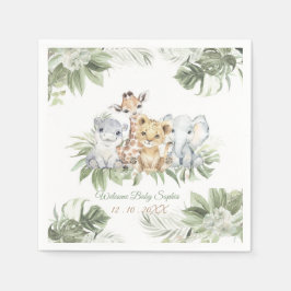 Personalisierte Napkins Safari Baby Duschideen Serviette