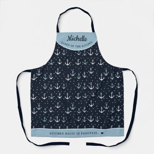 Personalisierte narbenblaue Ankerstruktur Schürze (Vorderseite)
