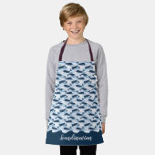 Personalisierte Narwhal Waves Allover Print Blue Schürze (Getragen)