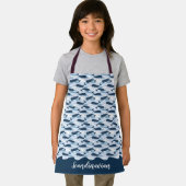 Personalisierte Narwhal Waves Allover Print Blue Schürze (Insitu)