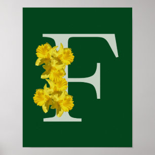 Personalisierte Narzisse Monogramm Anfangsbuchstab Poster