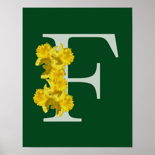 Personalisierte Narzisse Monogramm Anfangsbuchstab Poster (Vorne)