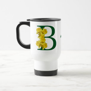 Personalisierte Narzisse-Monogramm-Initiale B Reisebecher