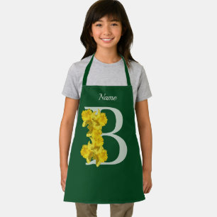 Personalisierte Narzisse-Monogramm-Initiale B Schürze